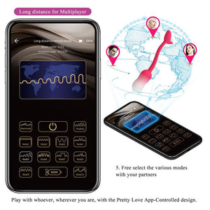 PRETTY LOVE - HUEVO VIBRADOR PULSEN CON CONTROL POR APP, 12 FUNCIONES, RECARGABLE POR USB, ROSA