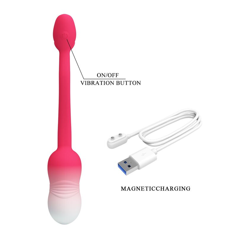 PRETTY LOVE - HUEVO VIBRADOR PULSEN CON CONTROL POR APP, 12 FUNCIONES, RECARGABLE POR USB, ROSA