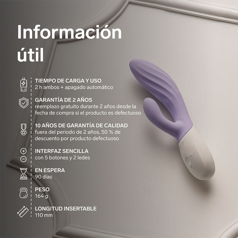 LELO - INA TWIST DOUBLE RABBIT G-SPOT AND CLITORAL VIBRATOR LAVENDER