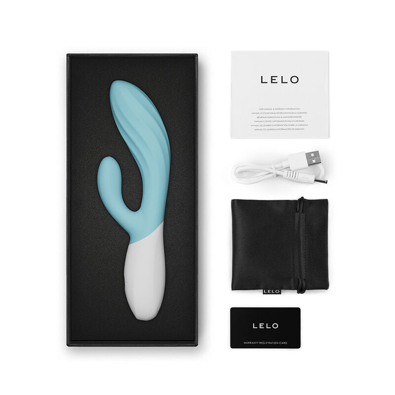 LELO - VIBRADOR DOBLE DE CONEJO INA TWIST PARA EL PUNTO G Y EL CLÍTORIS AZUL
