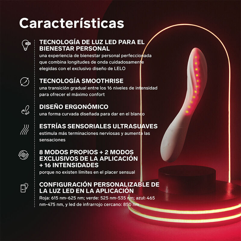 LELO - MONA SPECTRA MASSAGGIATORE INTIMO A LUCE ROSSA RICARICABILE E CONTROLLABILE TRAMITE APP