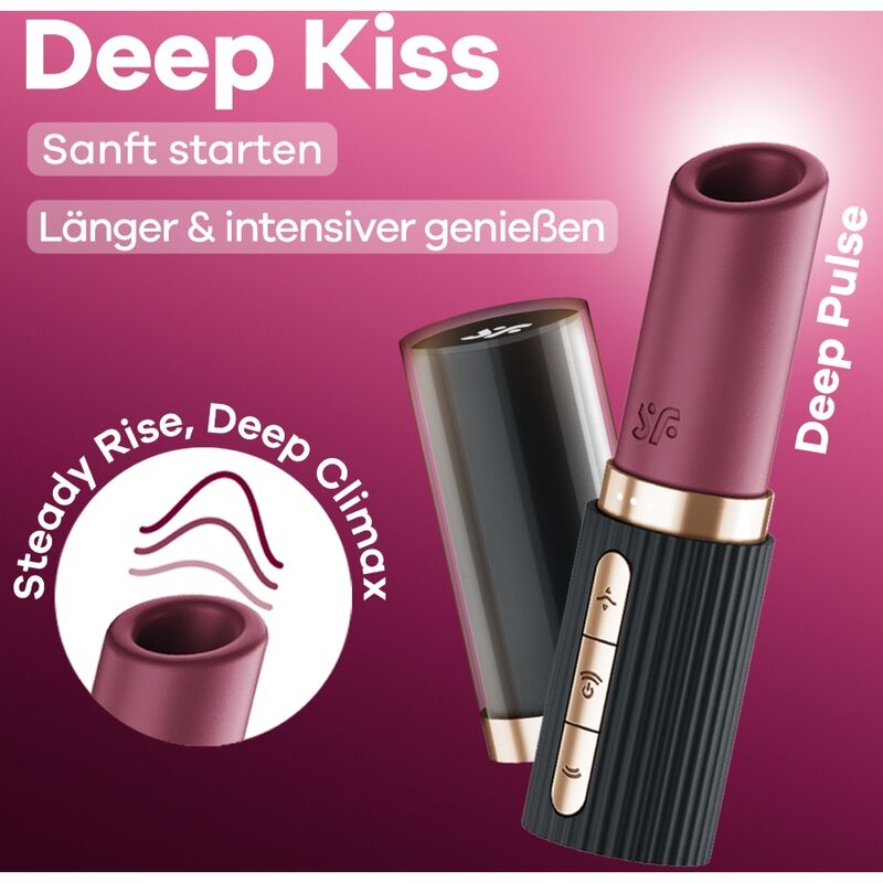 SATISFYER - DEEP KISS WAVE STIMOLATORE CLITORIDEO GRANATO / NERO