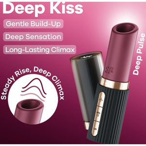 SATISFYER - DEEP KISS WAVE STIMOLATORE CLITORIDEO GRANATO / NERO