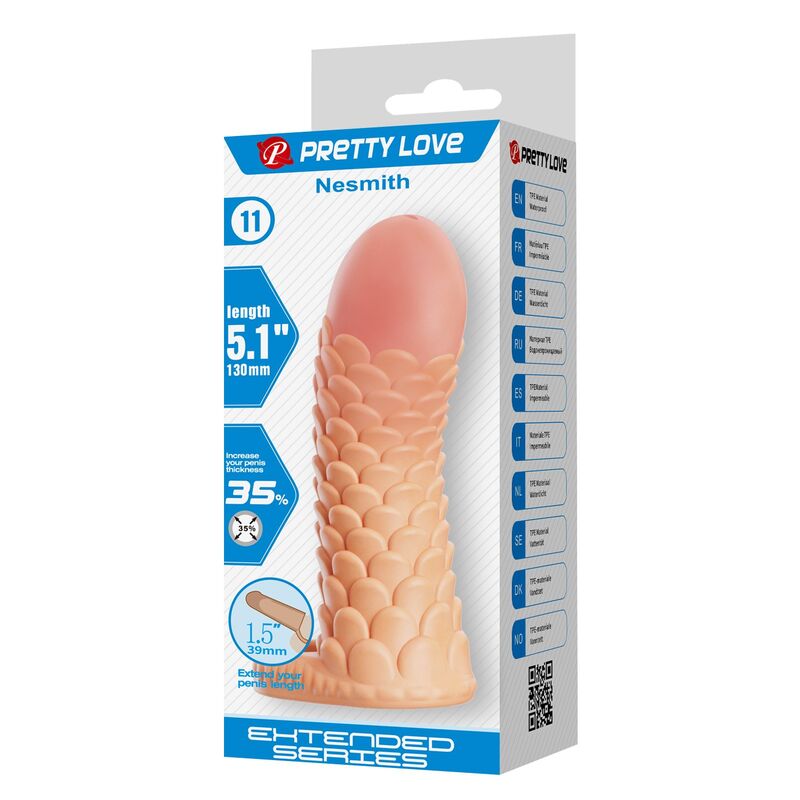 PRETTY LOVE - MANICOTTO DI ESTENSIONE DEL PENE NESMITH 13 CM Ø 3,8 CM NATURALE