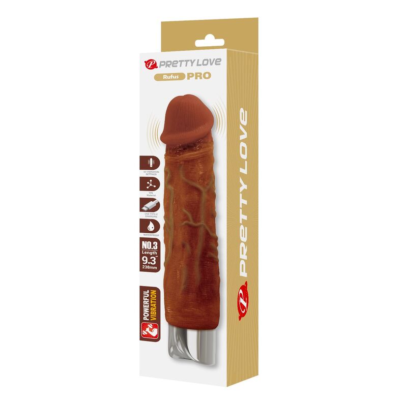 PRETTY LOVE - VIBRATORE PRO REALISTICO 23,5 CM Ø 4,8 CM MARRONE