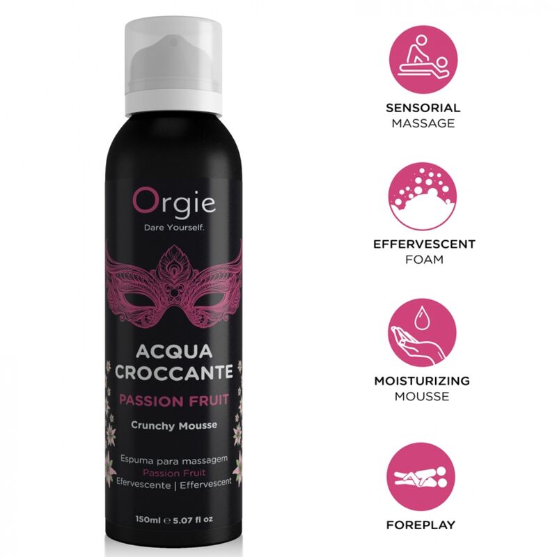 ORGIE - Mousse de masaje crujiente con aroma a fruta de la pasión, 150 ml