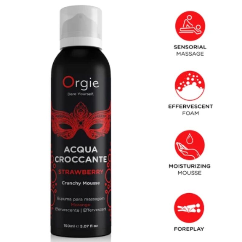 ORGIE - Mousse de masaje crujiente con aroma a fresa, 150 ml