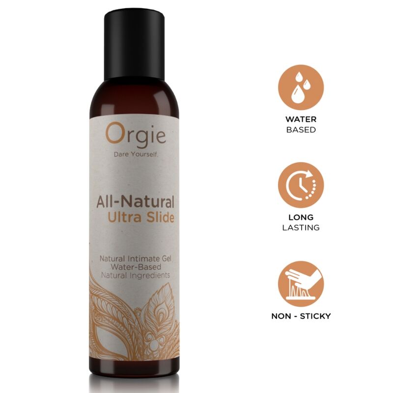 ORGIE - GEL ÍNTIMO ULTRA SLIDE A BASE DE CQUA, TOTALMENTE NATURAL, 150 ML
