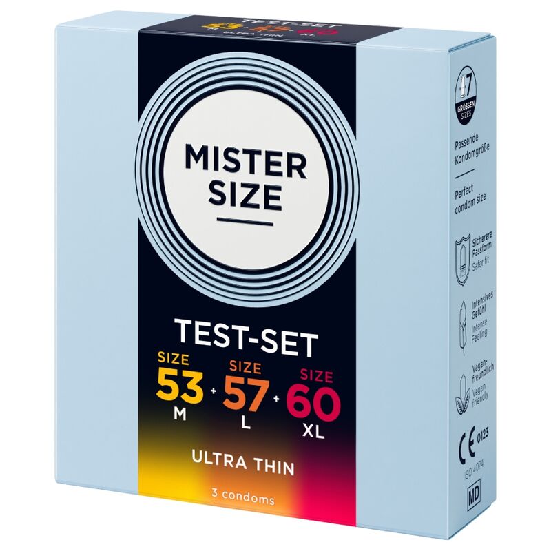 MISTER SIZE - CAMPIONE CONFEZIONE PRESERVATIVI MISURA 53-57-60 MM (3 UNITÀ)
