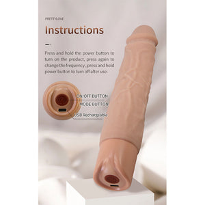 PRETTY LOVE - KESSLER DILDO VIBRANTE REALISTICO CON 10 MODALITÀ DI VIBRAZIONE E 10 ROTAZIONI, 22 CM NATURALE