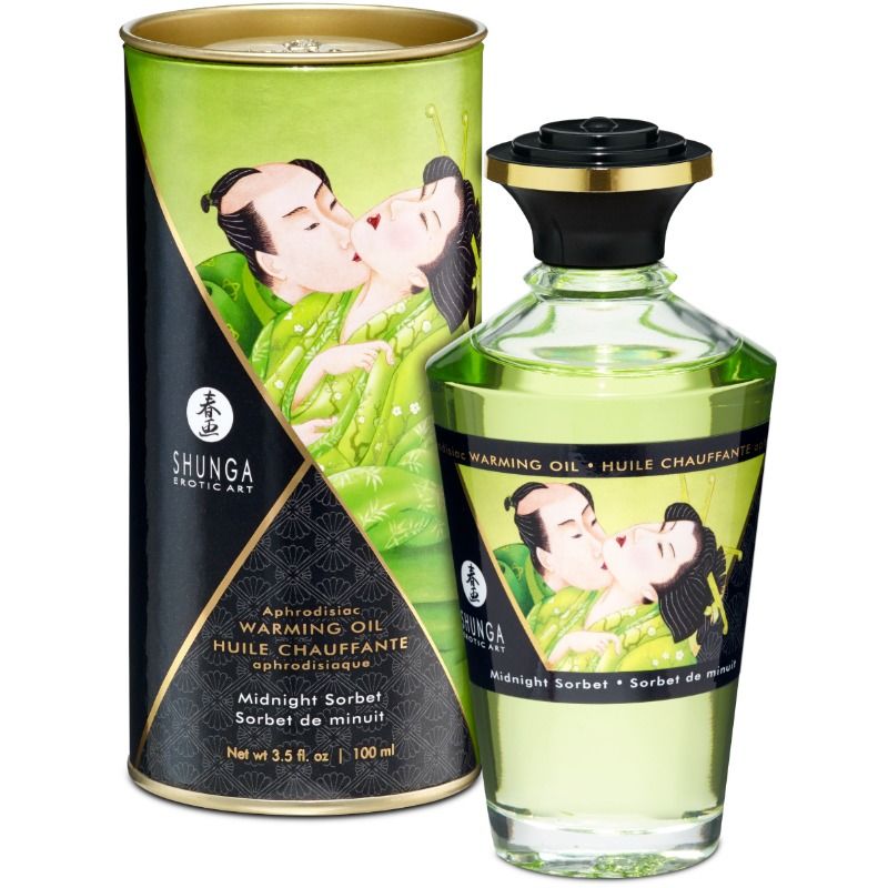 SHUNGA - OLIO DA MASSAGGIO EFFETTO CALORE GUSTO SORBETTO DI MEZZANOTTE 100 ML