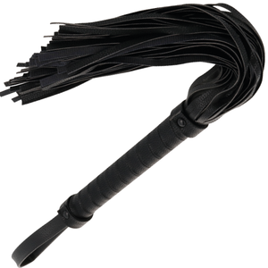 DARKNESS - BLACK LEATHER BONDAGE WHIP 42CM