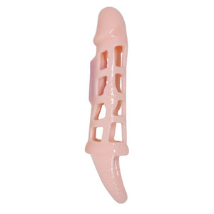 BAILE - PENIS EXTENDER SLEEVE WITH VIBRATION AND NATURAL STRAP 13.5 CM