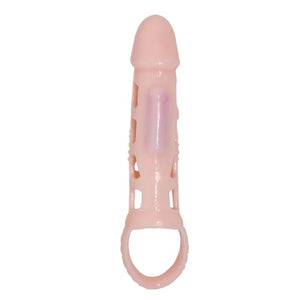 BAILE - PENIS EXTENDER SLEEVE WITH VIBRATION AND NATURAL STRAP 13.5 CM