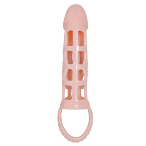 BAILE - PENIS EXTENDER SLEEVE WITH VIBRATION AND NATURAL STRAP 13.5 CM
