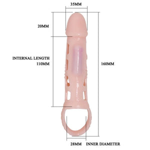 BAILE - PENIS EXTENDER SLEEVE WITH VIBRATION AND NATURAL STRAP 13.5 CM