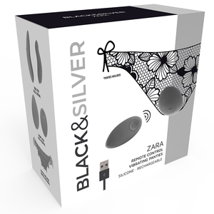 BLACK&SILVER - ZARA REMOTE CONTROL STIMULATOR WITH FREE SLIP