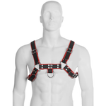 IMBRACATURA IN PELLE PER IL CORPO - CATENA HARNESS III NERO / ROSSO