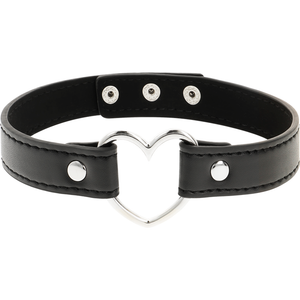 COQUETTE CHIC DESIRE - COLLAR DE CUERO VEGANO CON CORAZÓN ACCESORIO PARA MUJER