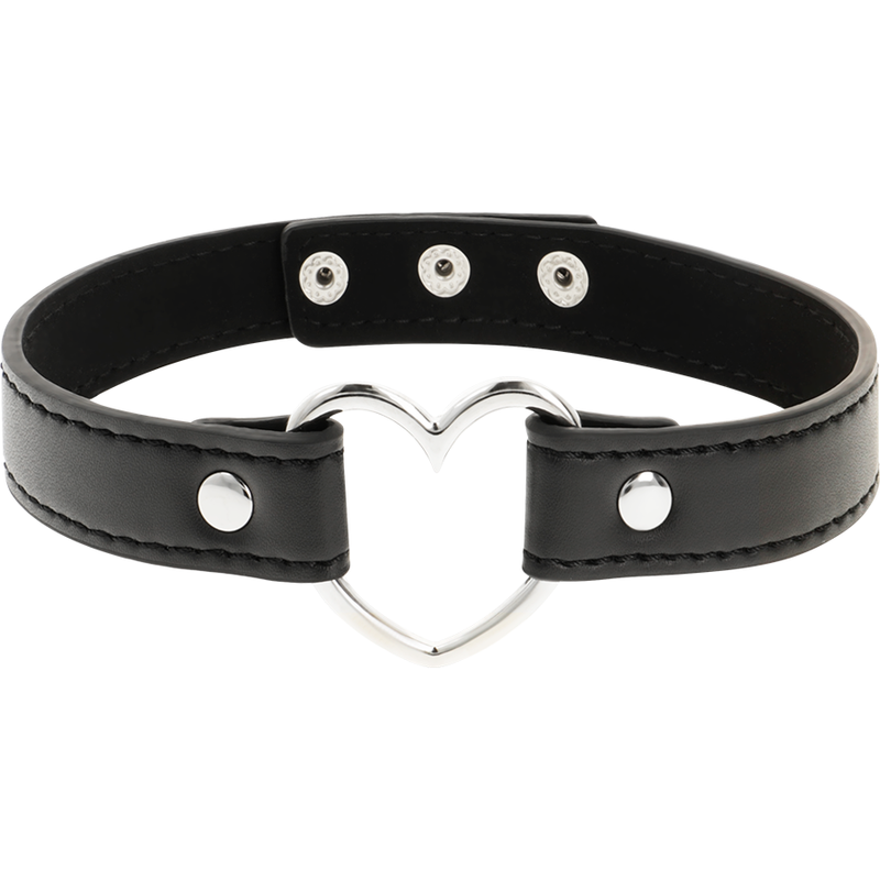 COQUETTE CHIC DESIRE - COLLAR DE CUERO VEGANO CON CORAZÓN ACCESORIO PARA MUJER