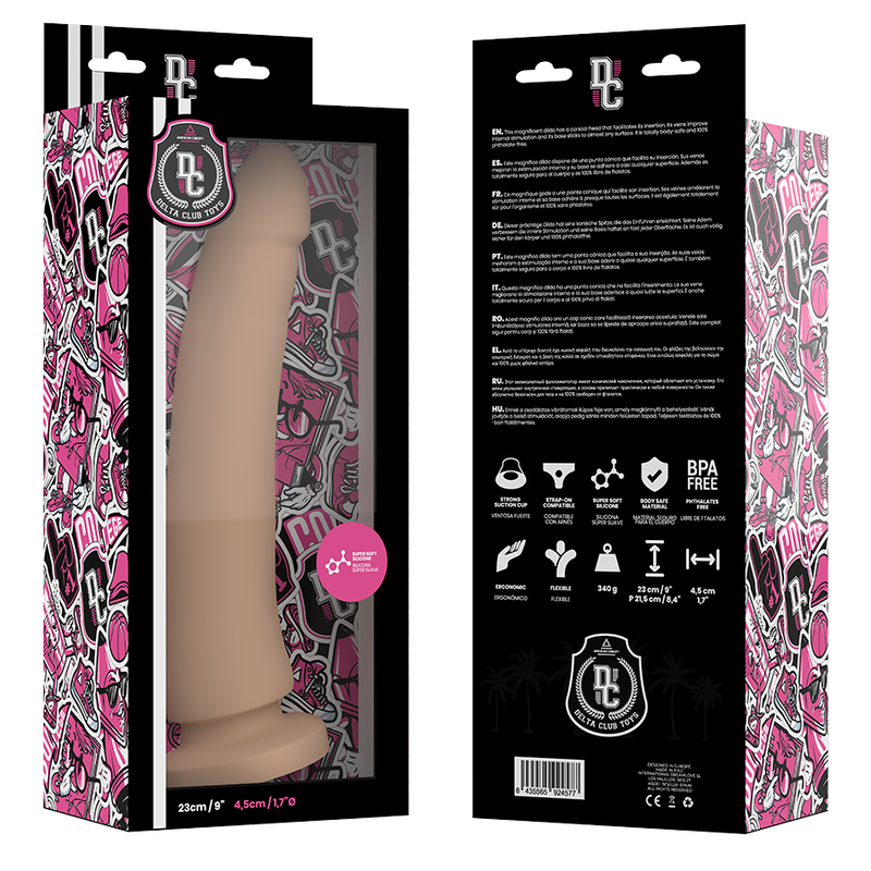 DELTA CLUB - JUGUETES DILDO NATURALES DE SILICONA MÉDICA 23 CM -O- 4.5 CM