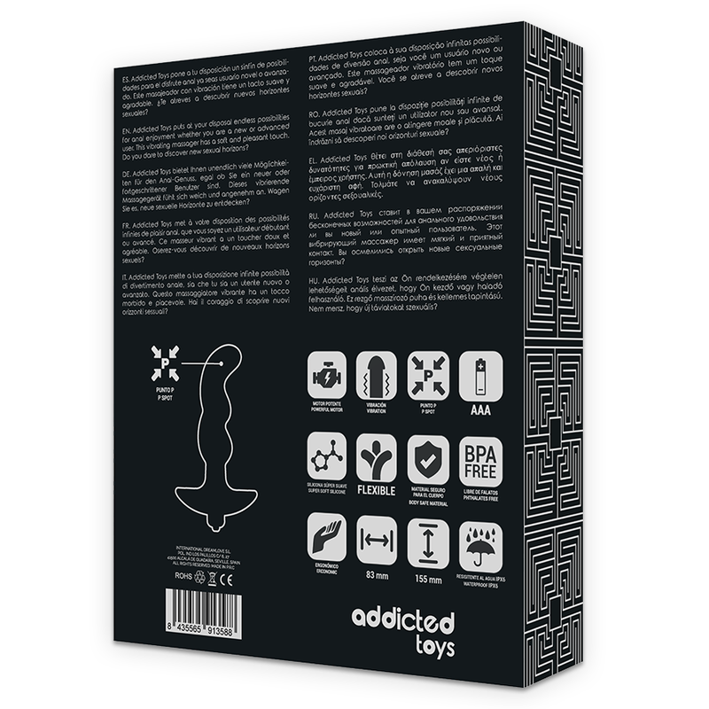 ADDICTED TOYS - MASSAGGIATORE ANALE NERO CON VIBRAZIONE MODELLO 2